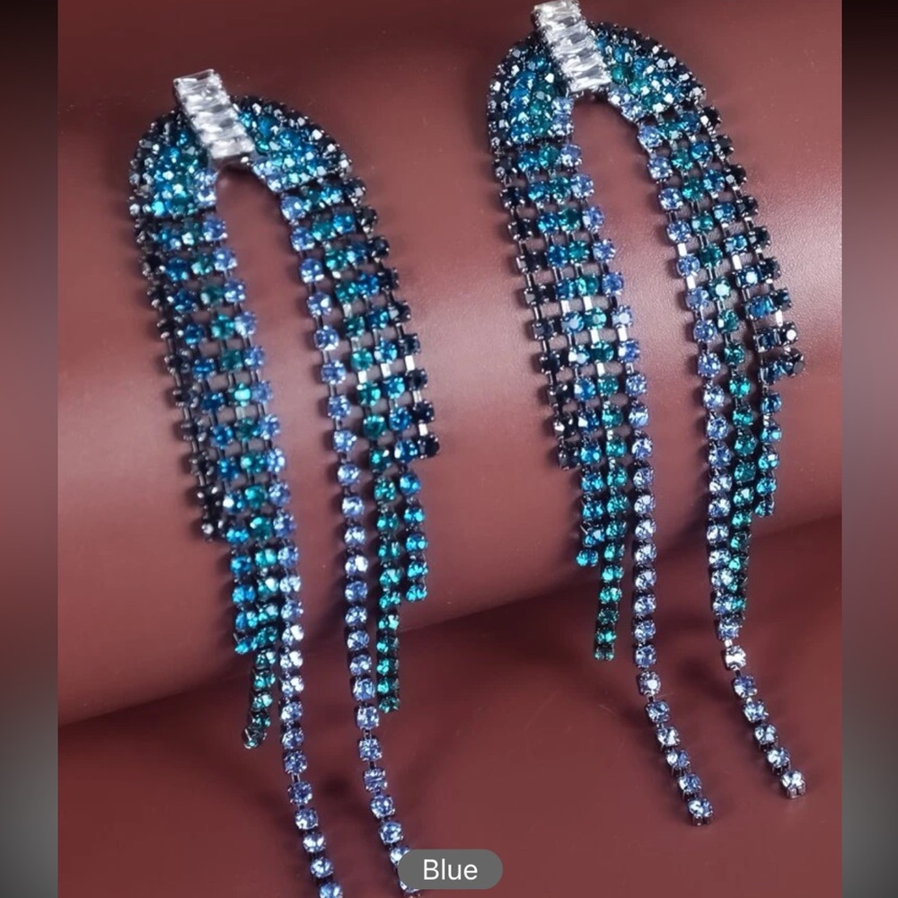 Rhinestone Tassel Drop Earrings